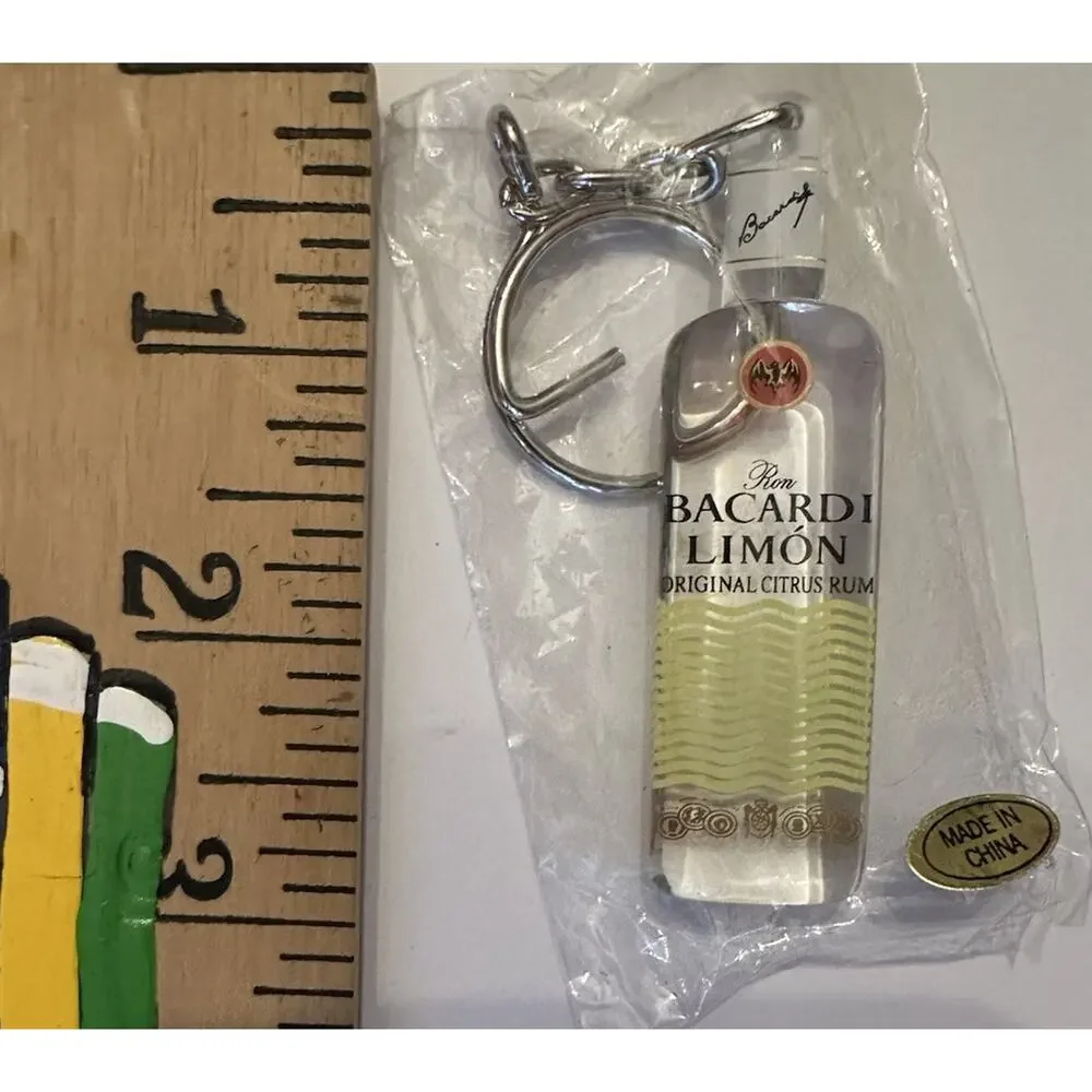 1990s Vintage Promo Keychain Bacardi Limon Original Citrus Rum Lucite Bottle